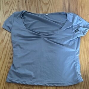Women's Short Sleeve Scoop Neck Top - Gray